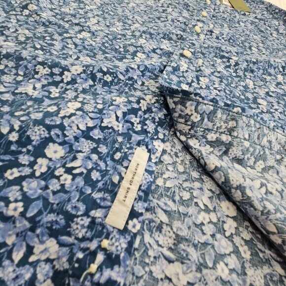 Blue Floral Shirt Men's L Slim Fit Long Sleeve Button-Down NEW Goodfellow NWT - Picture 3 of 15